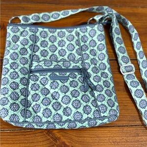 Vera Bradley Green Gray Floral Quilted Shoulder Bag for Women with Zipper